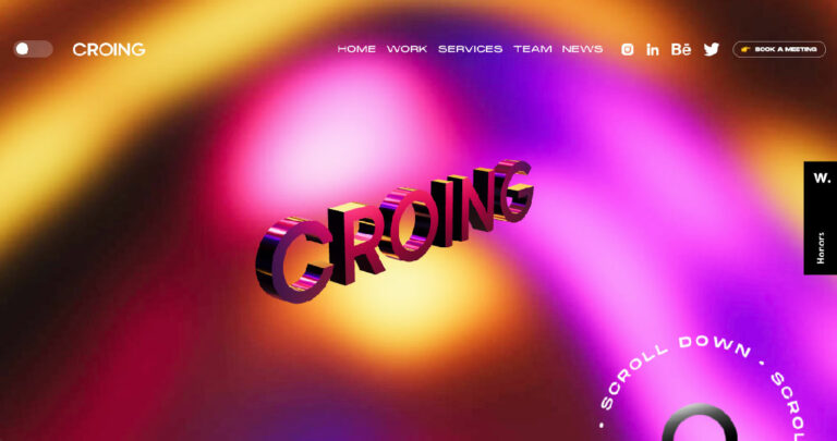 Page d'accueil du site web Croing