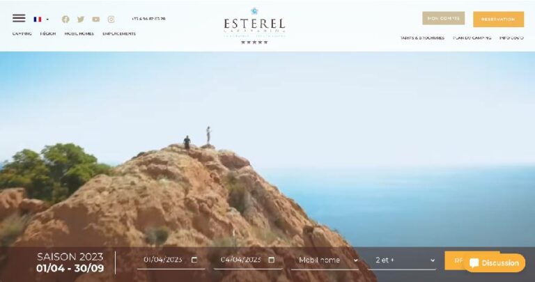 page d'accueil du site web Esterel